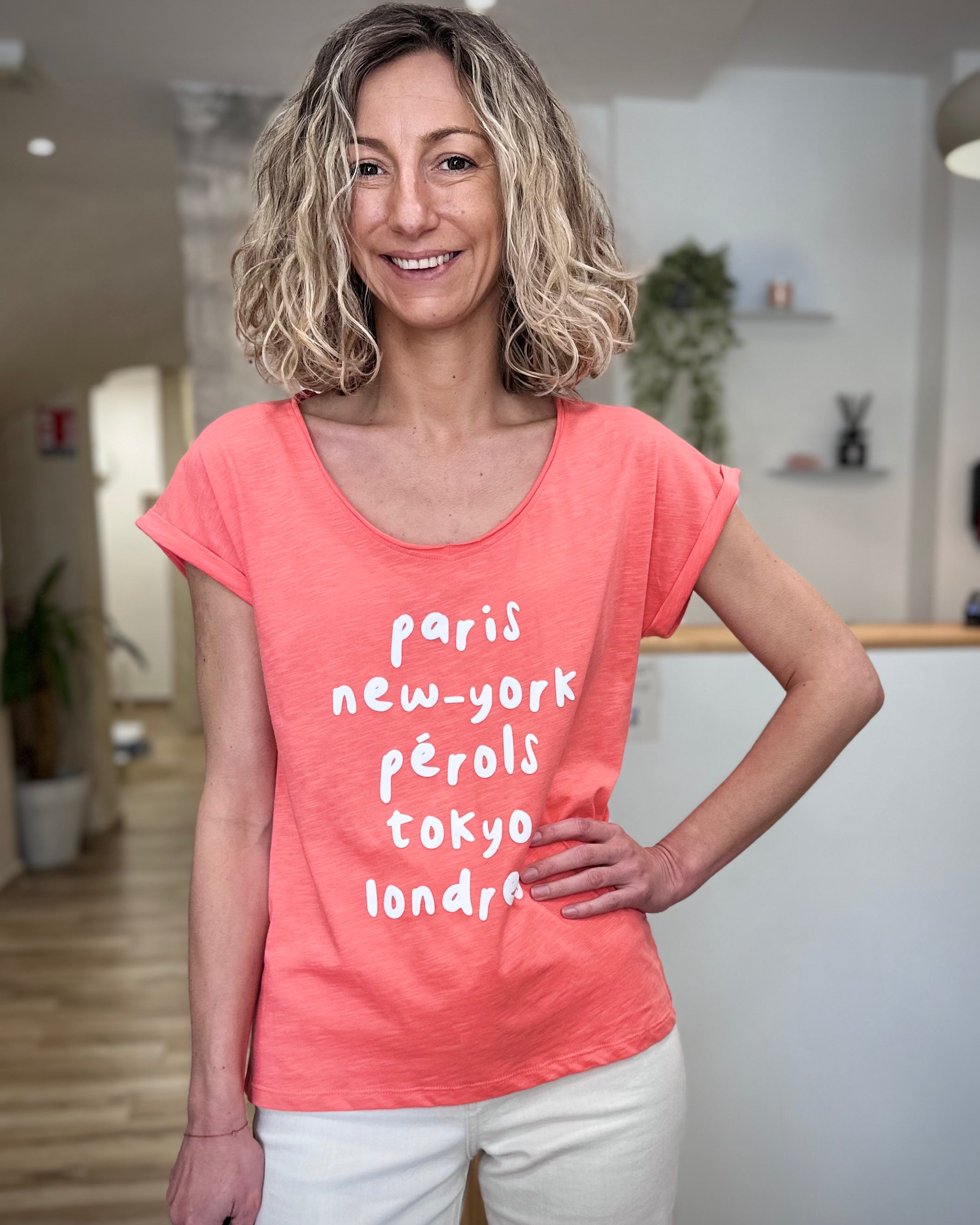 Tee-shirt femme corail en coton avec imprimé Pérols 