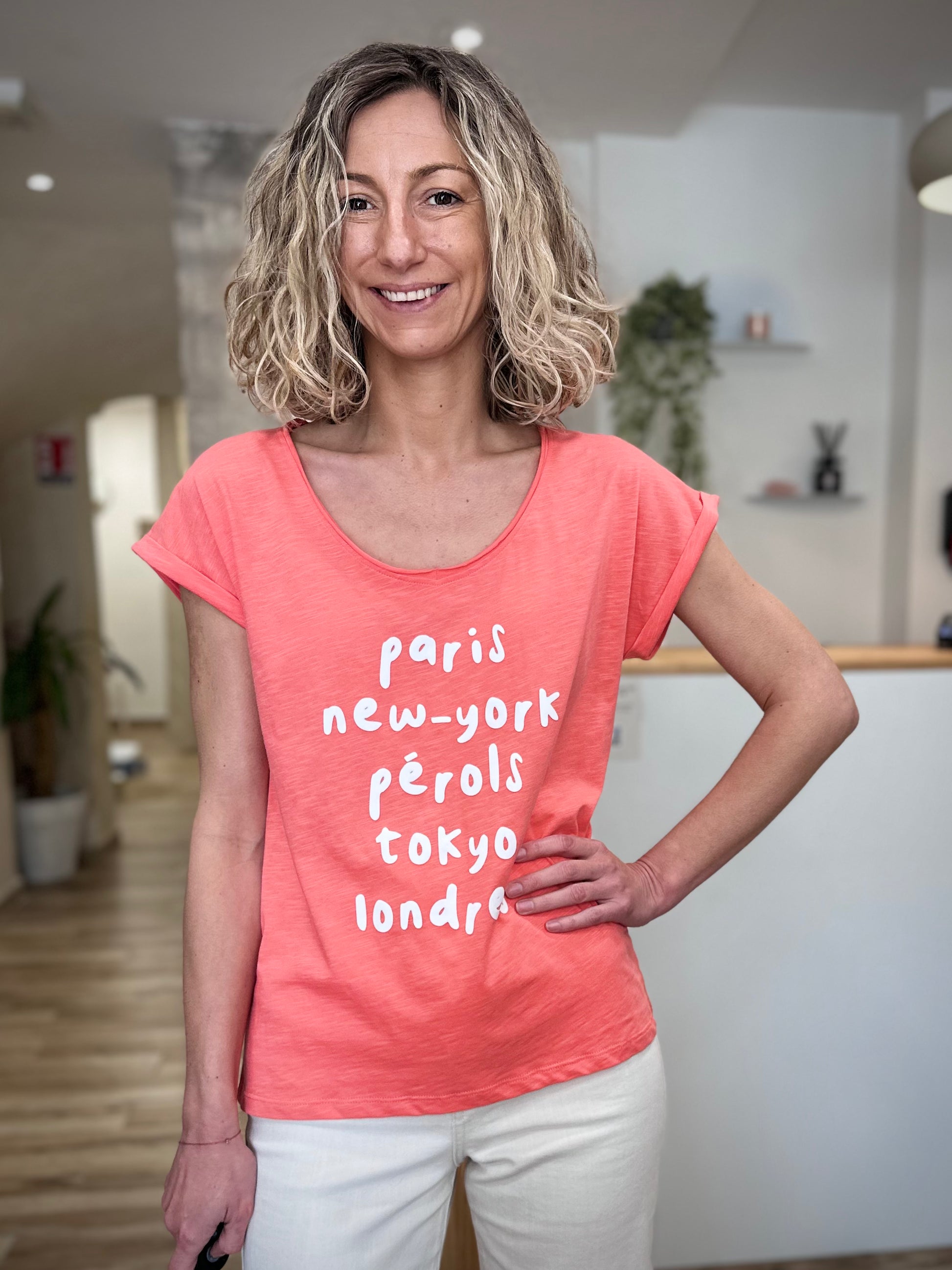Tee-shirt femme corail en coton avec imprimé Pérols 
