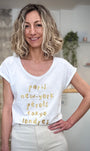 Tee-shirt femme imprimé doré esprit voyage 