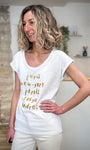 Tee-shirt femme lumineux avec marquage doré 