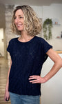 Top fluide bleu marine style casual chic femme 