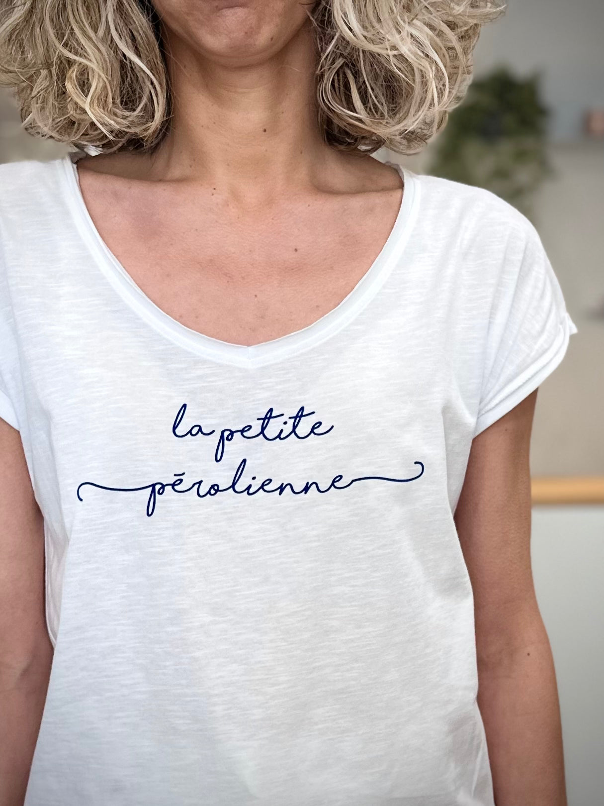Détail marquage bleu La petite pérolienne 