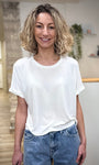 Top ample ivoire manches 3/4 femme