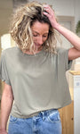 T-shirt ample kaki style épuré femme