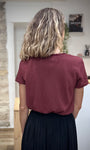Vue de dos t-shirt Space bordeaux manches courtes femme