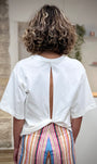Détail dos ouvert t-shirt blanc femme