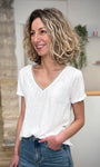T-shirt col v femme détail lurex 