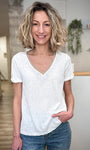 T-shirt manches courtes retroussées femme 