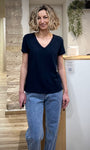 T-shirt bleu marine femme look décontracté