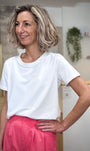 Haut blanc femme casual chic à manches courtes 