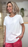 Tee-shirt blanc femme coupe droite confortable 