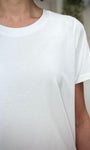 Détail du tee-shirt blanc femme col rond classique 