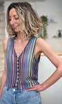 Débardeur crochet femme col V coloré 