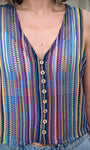 Détail boutons bois top crochet femme 
