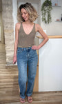 Look casual chic top kaki lurex 