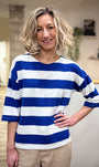 Tee-shirt rayé femme en coton manches 3/4