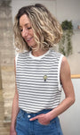 T-shirt marinière moderne sans manches coupe ample 