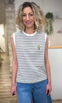 Top rayé femme avec patch poitrine détail estival 