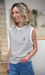 T-shirt rayé coton femme coupe structurée épaules 