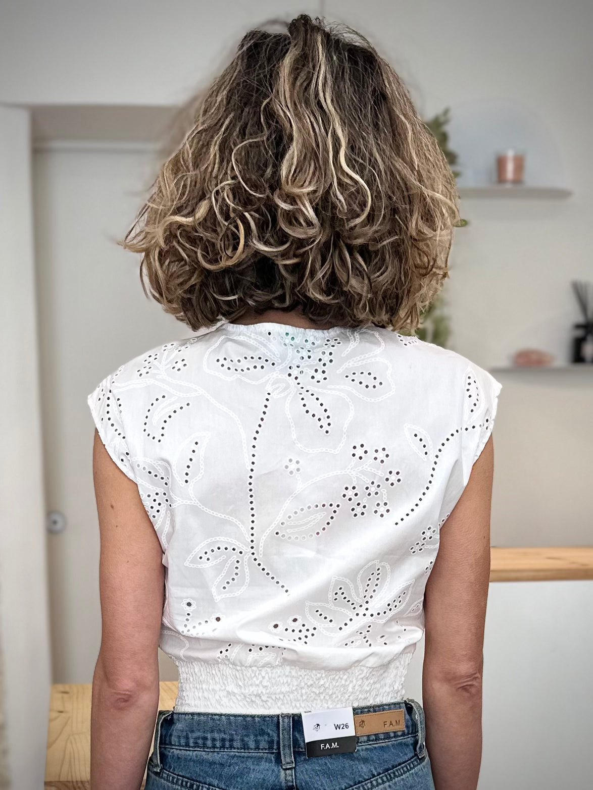 Top femme smock dos ajusté 