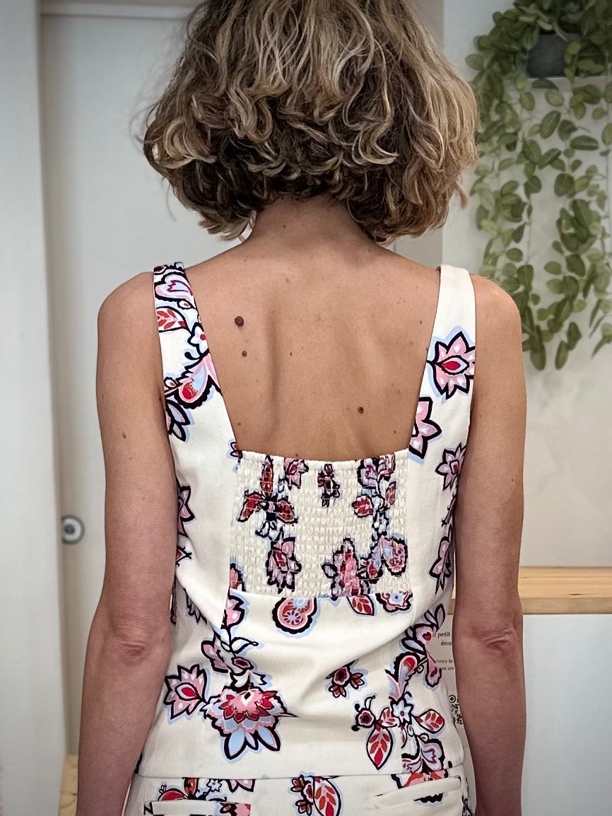Détail dos smocké top WINDSOR femme 