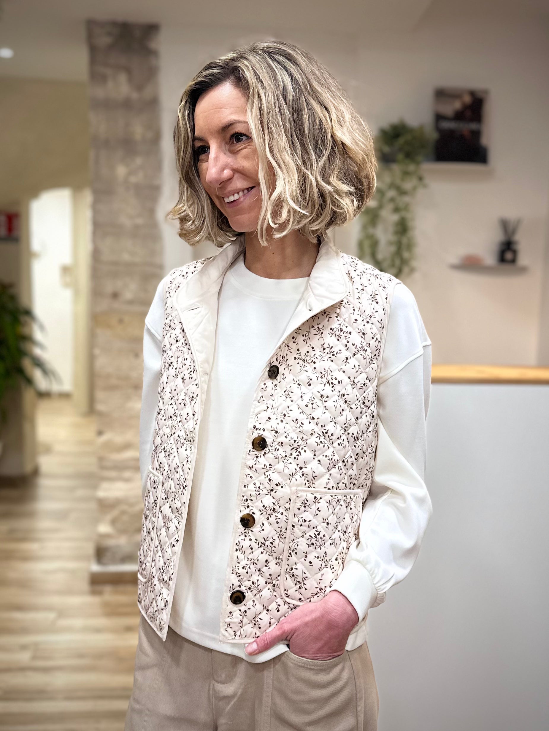 Gilet matelassé femme poches plaquées