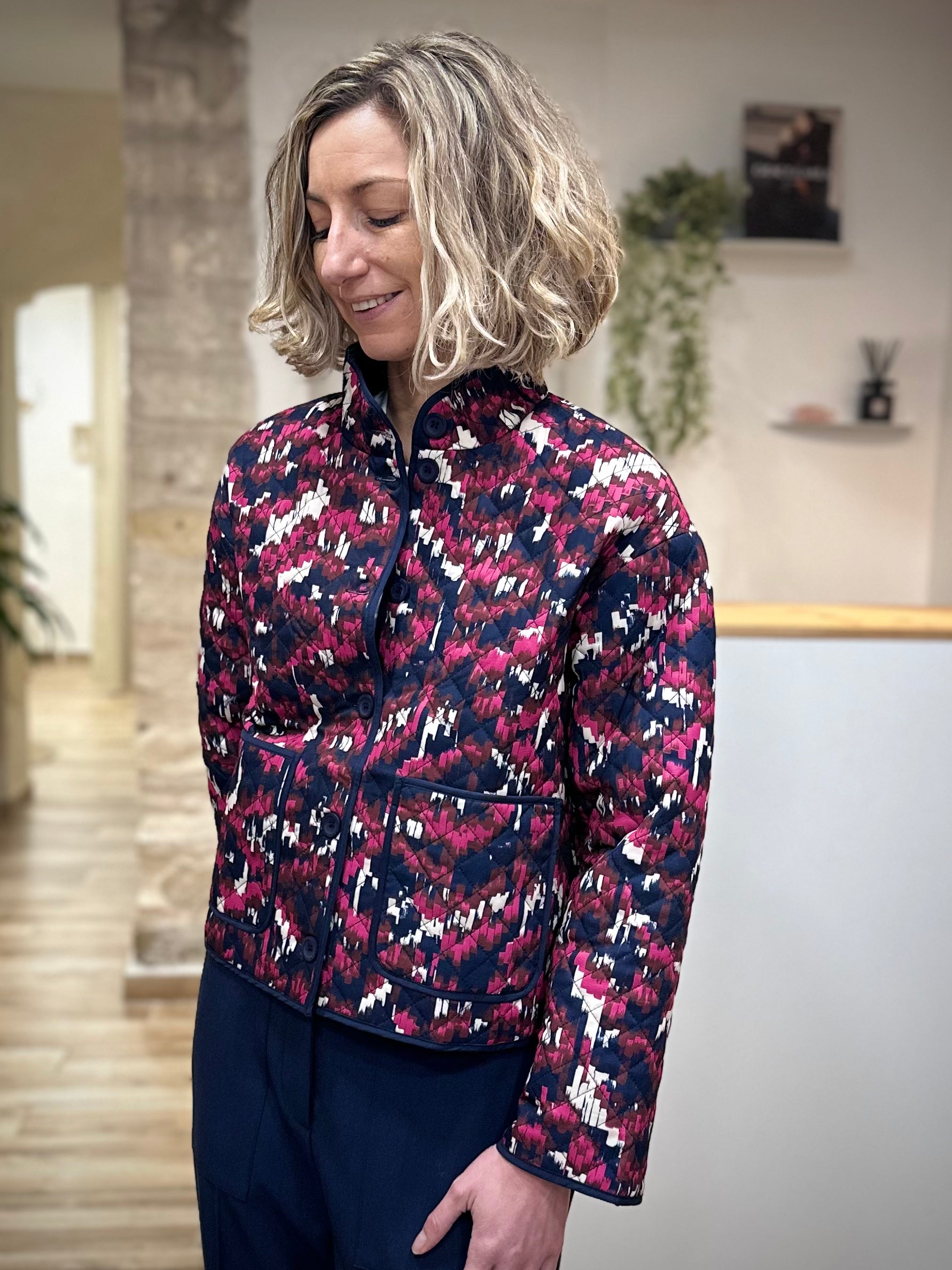 Veste imprimée femme avec poches plaquées