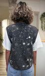 Veste denim brodée femme vue de dos