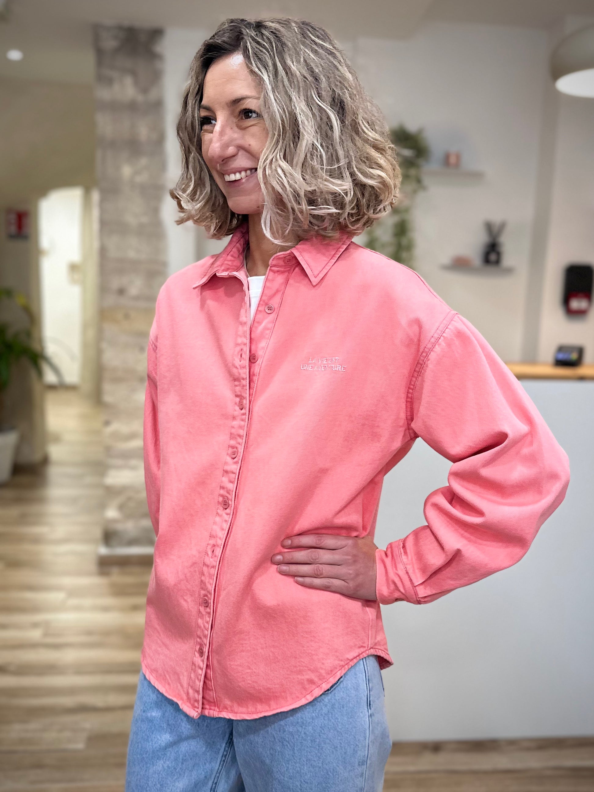 Veste jean rose femme style printemps été