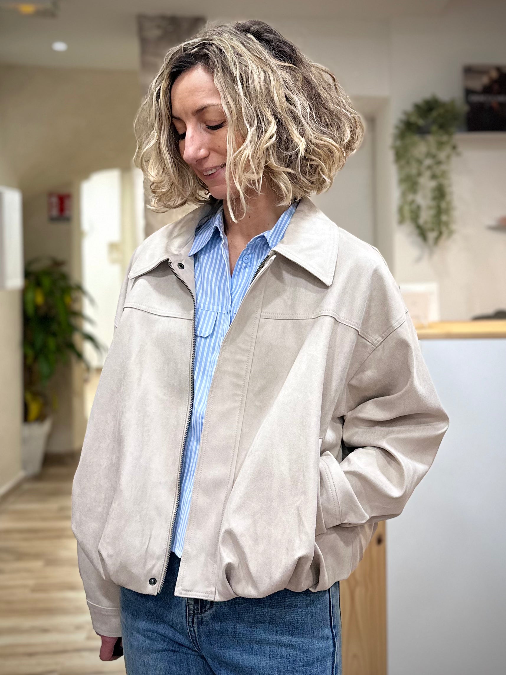 Veste bomber boxy épaules tombantes