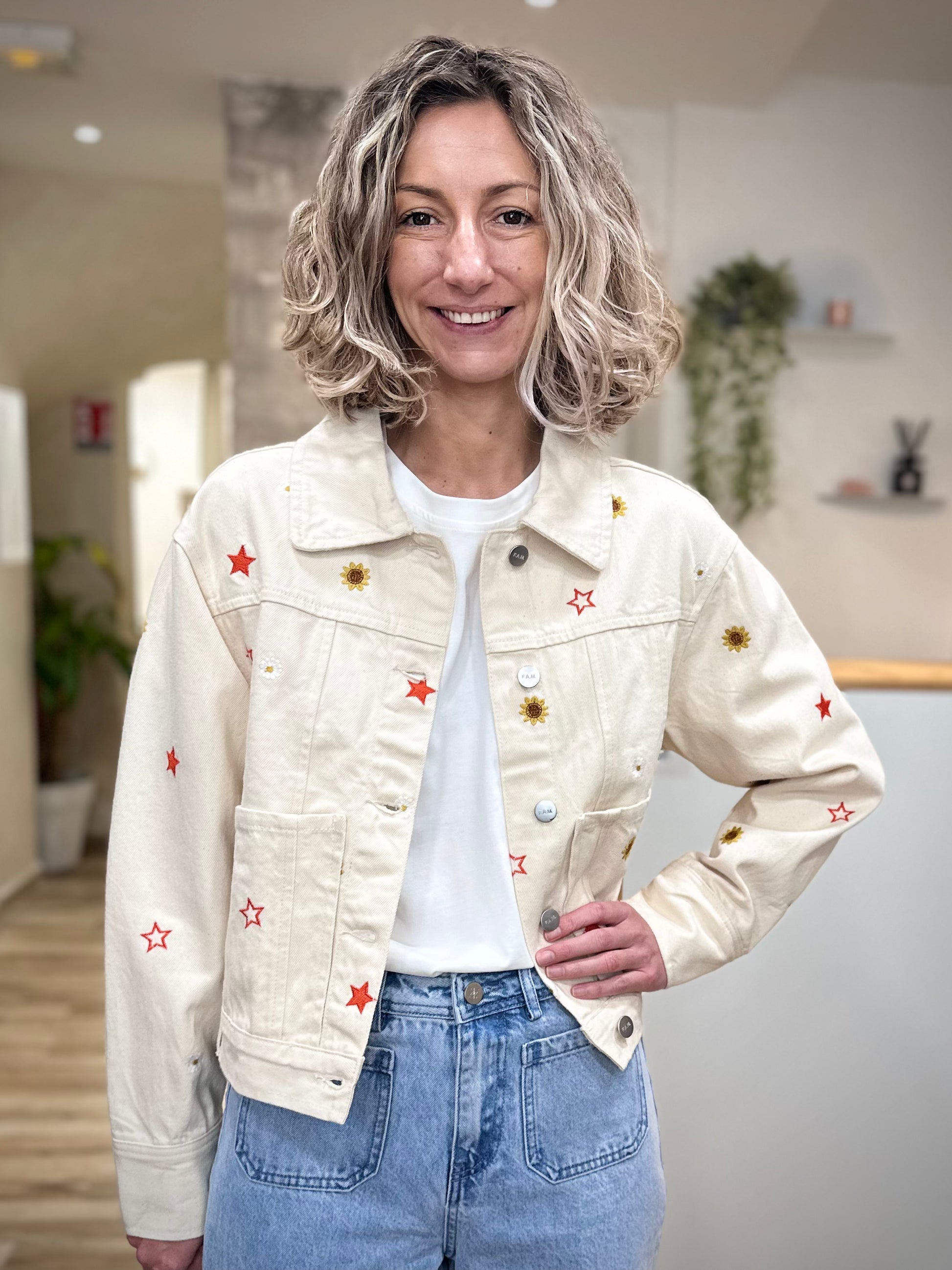 Veste jean écru oversize femme Viken