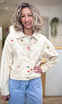 Veste jean brodée femme look tendance