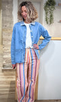 Veste jean bleu clair femme look casual chic