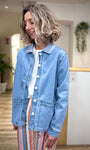 Veste denim femme coupe droite